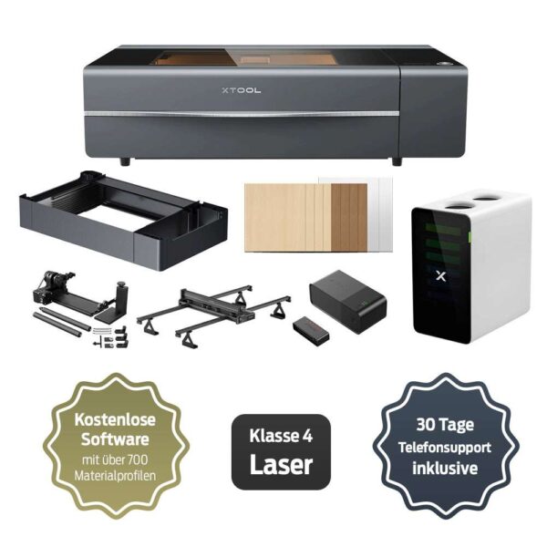 xTool P2S 55W - CO2 Desktop Laser Cutter All-in-1 Bundle